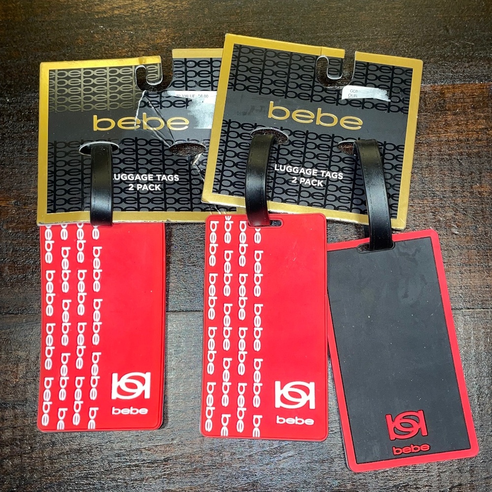 3 Bebe Red Black Silicone Luggage Travel‎ Tags